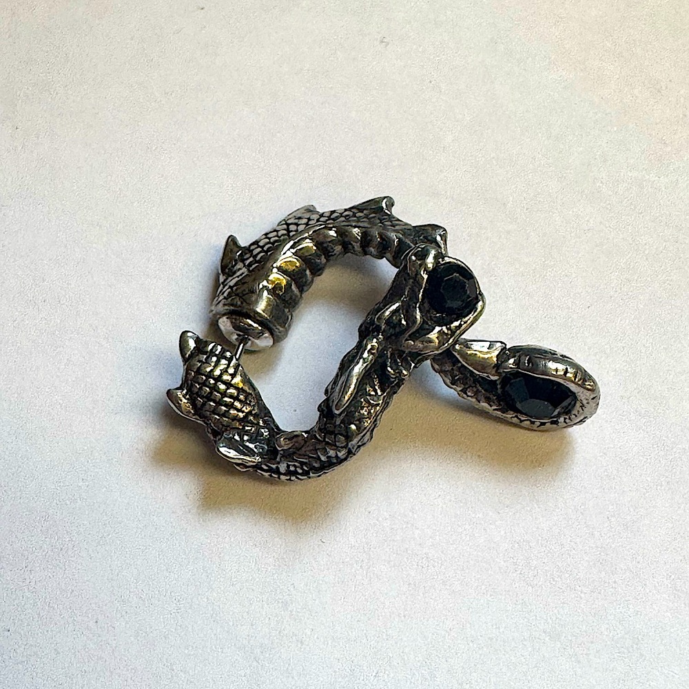 Alchemy of England Silver Dragon Earring with Black Gem NEW IN PACKAGE